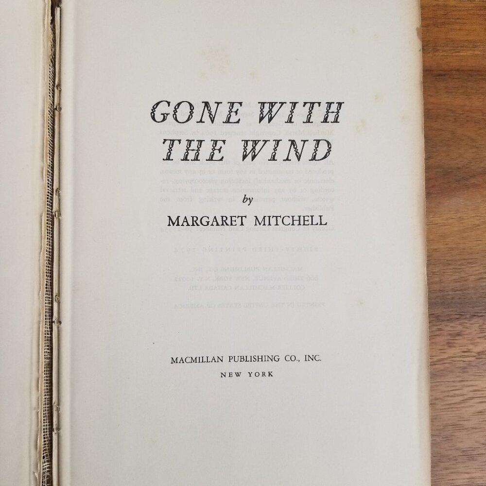 Gone With The Wind by Margaret Mitchell Linen Hardcover Macmillan 1974